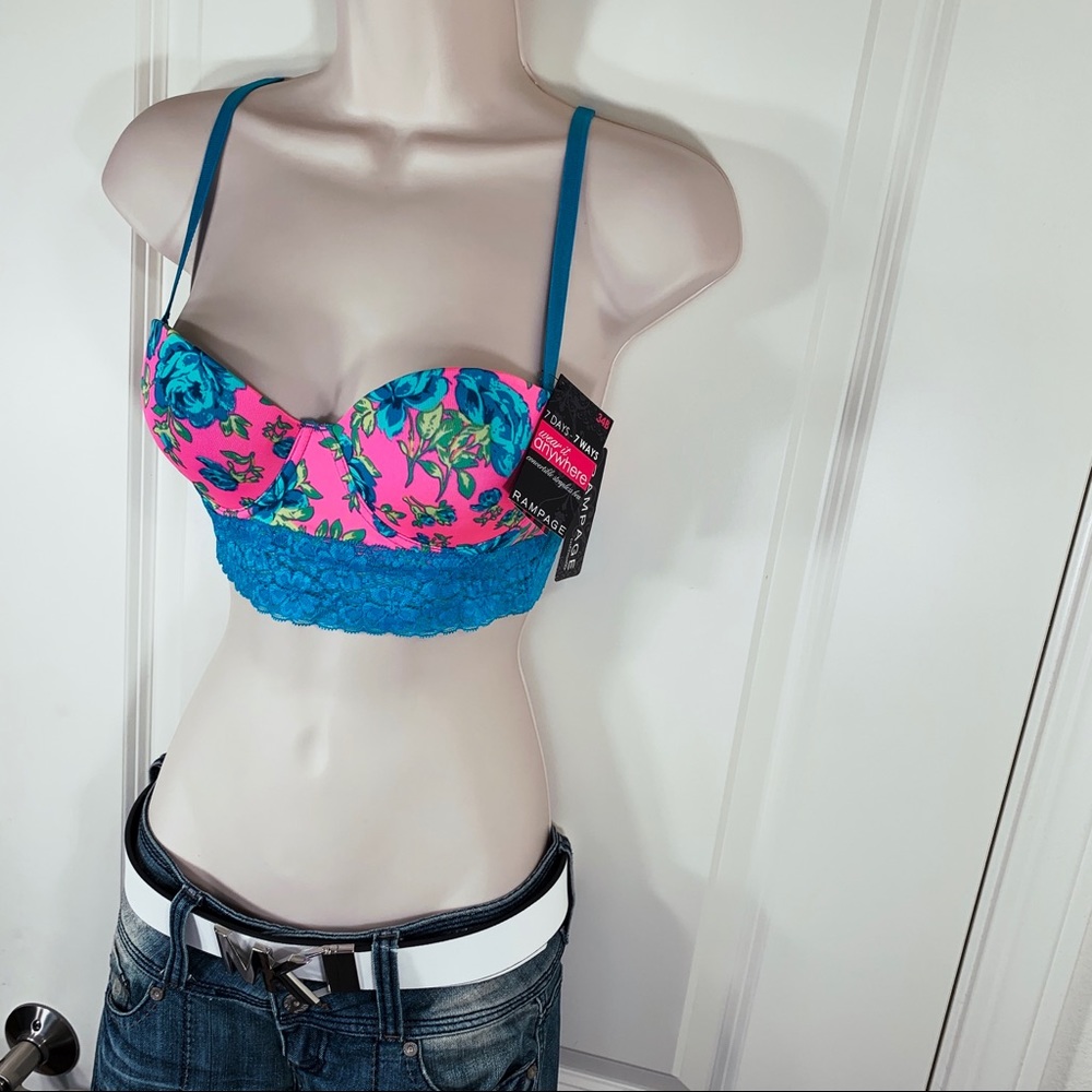 NWT Rampage Lace & Flowers Busty Bustier Corset Convertible Bra Sexy Crop Top - Picture 12 of 16